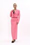Men's Lapel Single Button Short Jacket & Long Straight Slim Skirt-Pink - 1073553