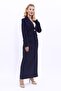 Men's Lapel Single Button Classic Jacket & Long Straight Slim Skirt-Dark Blue - 3