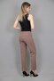 Elastic Tight-Legged Trousers-Brown - 3