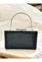 Black Color Women's Evening Dress Bag with Metal Handle, Fully Stoned in Two Styles - 2