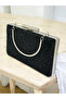 Black Color Women's Evening Dress Bag with Metal Handle, Fully Stoned in Two Styles - 7