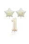 Renaissance Beige Number and Happy Birthday Written Star Foil Balloon Set Age 1