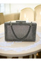 Stone-Embellished Platinum Color Women's Evening Dress Bag, Fully Stone-Embellished in Two Styles - 2