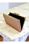 Rosegold Color Women's Evening Dress Bag with Stone Handle, Fully Stone-Encrusted in Two Styles - 5