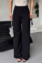 Women's Silver Lycra Beltless Palazzo Trousers, 4 Season Crepe Gathering Fabric - 3