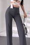 Women's Silver Lycra Beltless Palazzo Trousers, 4 Season Crepe Gathering Fabric - 3