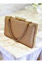 Rosegold Color Women's Evening Dress Bag with Stone Handle, Fully Stone-Encrusted in Two Styles