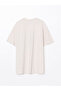 Lcw Vision Beige Crew Neck Printed Oversize Women's T-Shirt - 6