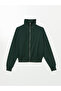 Green Stand Collar Oversize Women's Zippered Sweatshirt - 5