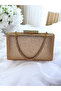 Stone Handle Light Gold Color One Side Stone Women's Evening Dress Bag - 2