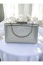 Silver Color Single Side Stone Metal Handle Women's Evening Dress Bag - 5