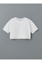 Two Mt Shop Quality Lcw Kids White Oval Collar Girls' Crop T-Shirt