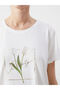 Lcwaikiki Classic Ecru Crew Neck Floral Women's T-Shirt - 4