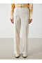 Beige Standard Fit Straight Linen Blend Women's Trousers by Güli̇s Gi̇yi̇m - 2
