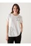 Lcwaikiki Classic Ecru Crew Neck Floral Women's T-Shirt