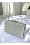 Silver Color Single Side Stone Metal Handle Women's Evening Dress Bag - 4