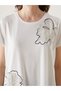 Lcwaikiki Classic Ecru Crew Neck Floral Women's T-Shirt - 3