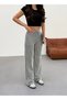 Women's Black Striped Knitted Fabric Loose Wide Leg Waist Lace up High Waist Palazzo Pants - 2