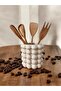 Gözdehobi Beige 5 Bubble Spoon Vase |   Concrete Vase Decoration |   Decorative Flower Pot - 4