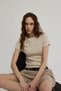 Women's Stone Color Short Sleeve Basic T-Shirt