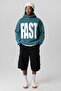 Washed Oversize Hooded Sweatshirt Petrol - 4