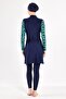 Dark Navy Blue Women's Saver Long Sleeve Hijab Swimsuit - 8