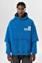 Turquoise Oversize Sweatshirt Detailed Kapılı Çift Kol - 2