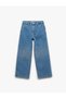 Stone Detailed Indigo Girl's Jean Pants 5Skg40123Ad