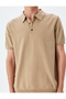 Short Sleeve Cotton Polo Neck Knitwear T-Shirt - 5