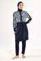 Dark Navy Blue Women's Feyra Long Sleeve Hijab Swimsuit - 3