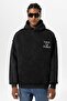 Black Oversize Hooded Sweatshirt - Back Print