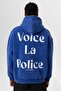 Oversize Hooded Sweatshirt Back Printed Cobalt Blue - 4