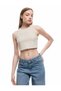 Crew Neck Sleeveless Slim Fit Crop Basic Tank Top - 3