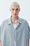 Striped Oversize Short Sleeve Shirt Anthracite - 4