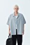 Striped Oversize Short Sleeve Shirt Anthracite - 6