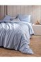 Melicia Double Cotton Striped Satin Duvet Cover Set - Blue - 2