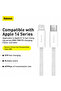 كابل Baseus USB C إلى Lightning أبيض 2 متر 20 واط PD لهاتف Iphone 14 13 12 Pro Max شحن سريع