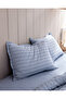 Melicia Double Cotton Striped Satin Duvet Cover Set - Blue - 5
