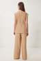 Belted Vest Palazzo Woven Suit Biscuit Lby0003 - 8