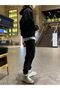 Black Plain Unprinted Sweatpants Jogger - 2