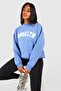 Brooklyn Written Sweatshirt - Baby Blue Printed Oversize Thick Winter Crew Neck - 3