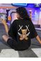 X Bear Single Jersey T-Shirt - Black Printed Oversize Crew Neck Short Sleeve T-Shirt