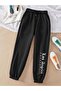 Women's Black Los Angeles Printed Elastic Leg Sweatpants Jogger 2 Thread Without Raising
