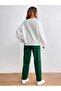 USA Flag Tracksuit Set White Sweatshirt GreenJogger - Printed Oversize Ribbed Crew Neck - 4