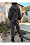 Sunlight Written 2-Piece Sweatshirt Sweatpants Jogger- Smoked Bottom Top Tracksuit Set Oversize Hooded - 2
