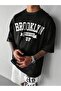 Brooklyn Every Day Up Single Jersey T-Shirt - Black Printed Oversize Crew Neck Short Sleeve T-Shirt