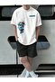 Sculpture Art T-Shirt Shorts - White Black Shorts T-Shirt Set Printed Oversize Crew Neck