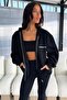 Thatsofetch Minimal 100% Cotton Cardigan - Black Oversize Winter Hoodie with Fleece Inside Zipper - 5
