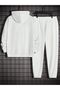 New York U.S.A Tracksuit Set Sweatshirt Jogger - هوديي برباط كبير الحجم ومطبوع باللون الأبيض - 2