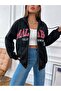 Malibu Cardigan - Black Printed Oversize Hooded